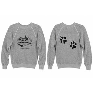 VTG 1980s Friends Of Wolves Sweatshirt Unisex S Gray Raglan Graphic Paw Prints
